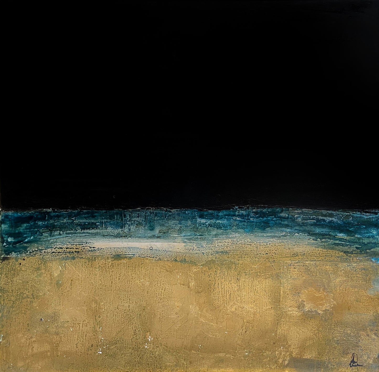 Painting 100x100 - deep black and gold