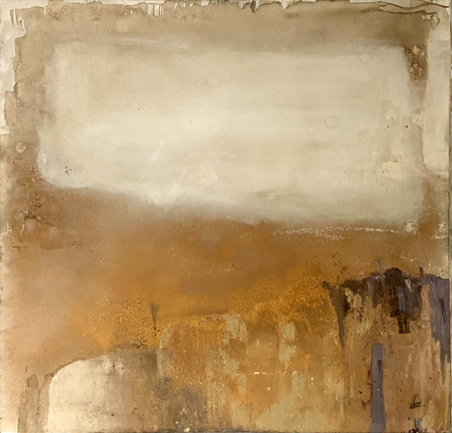 Painting 100x100 - gold, white and purple