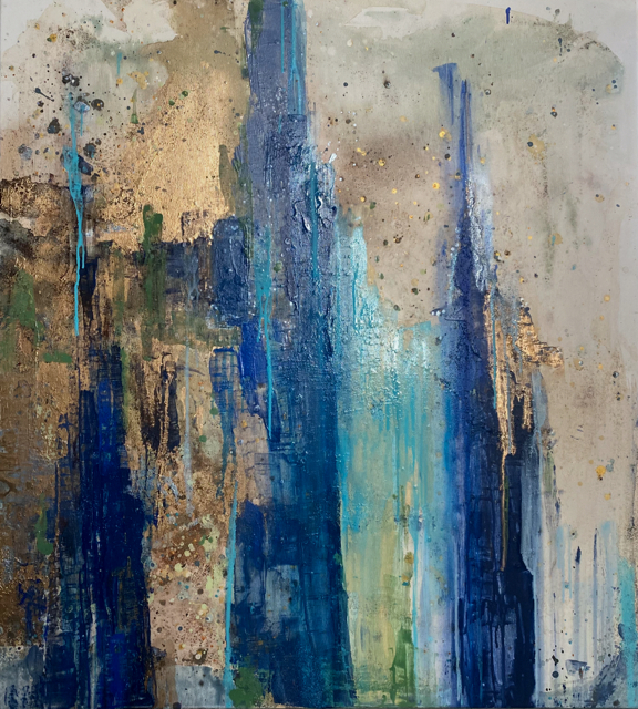 Painting 120x120 - blue and gold